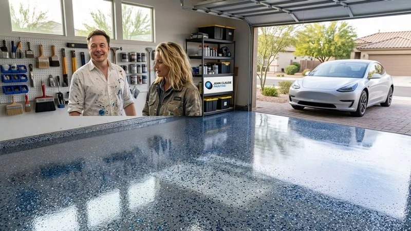 Metallic epoxy garage floor in a Phoenix home garage